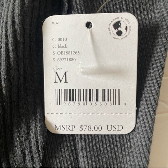 NWT Free People Santa Clara Thermal Black Long Sleeve T-Shirt Sz M - Picture 6 of 6